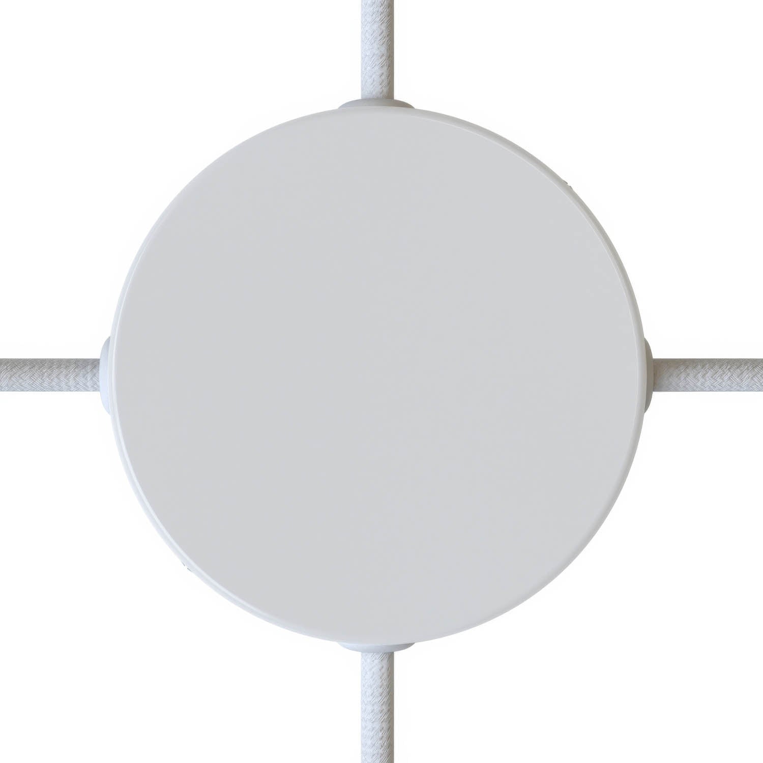 Kit rosone cilindrico in metallo a 4 fori laterali (scatola di derivazione) - Bianco lucido