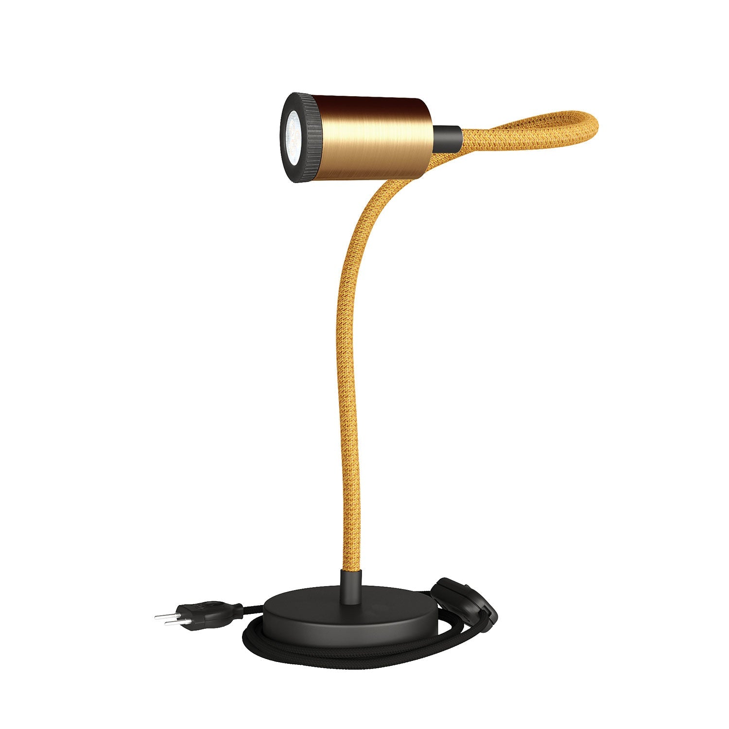 Table Flex GU1d0 lampada da tavolo snodabile con mini faretto LED - Bronzo satinato